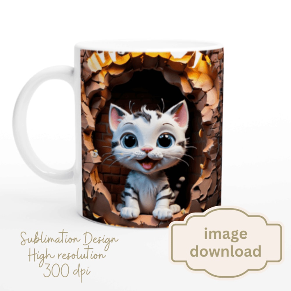 Kitten Cat Baby Mug Wrap 2