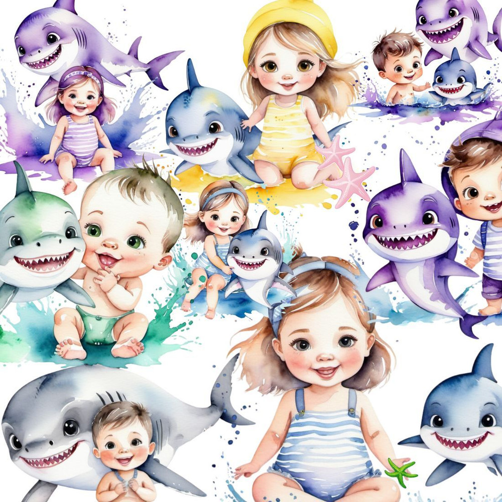 Under The Sea Animals Cliparts Ocean Animal Png Baby And Shark Png 1