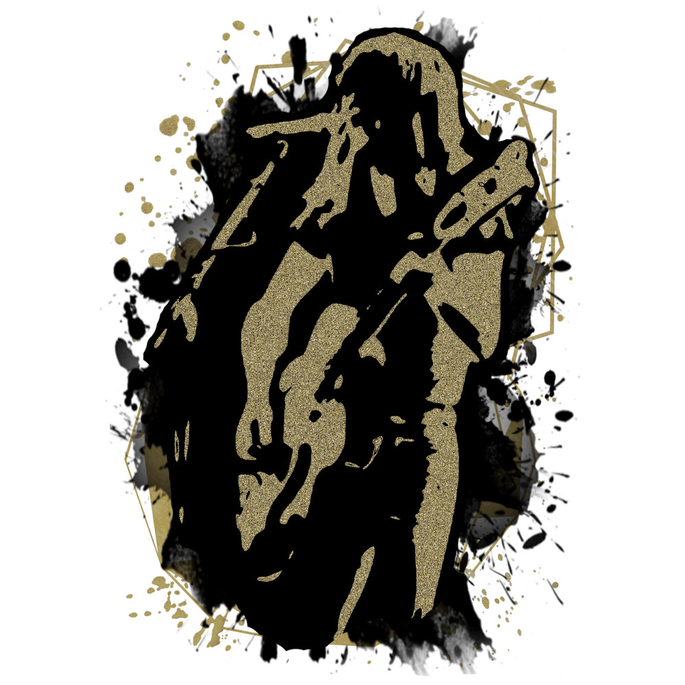 ACDC Malcolm Young Black And Gold Ink Splash Art Png 0
