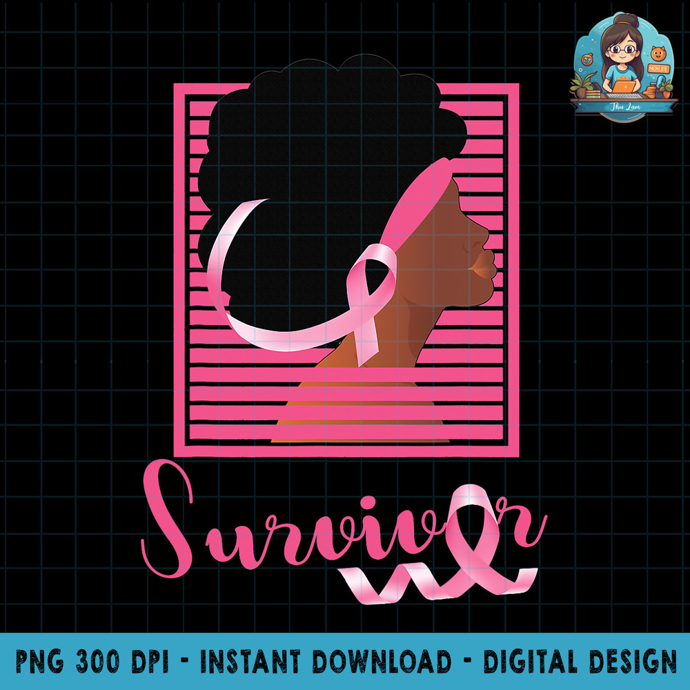 African American Black Woman Survivor Breast Cancer Awarenes PNG Download.jpg