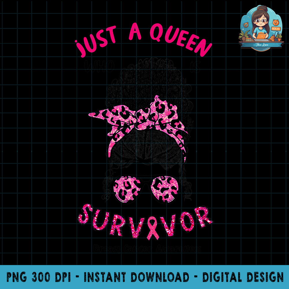 African American Queen Messy Bun Survivor Breast Cancer Afro PNG Download.jpg
