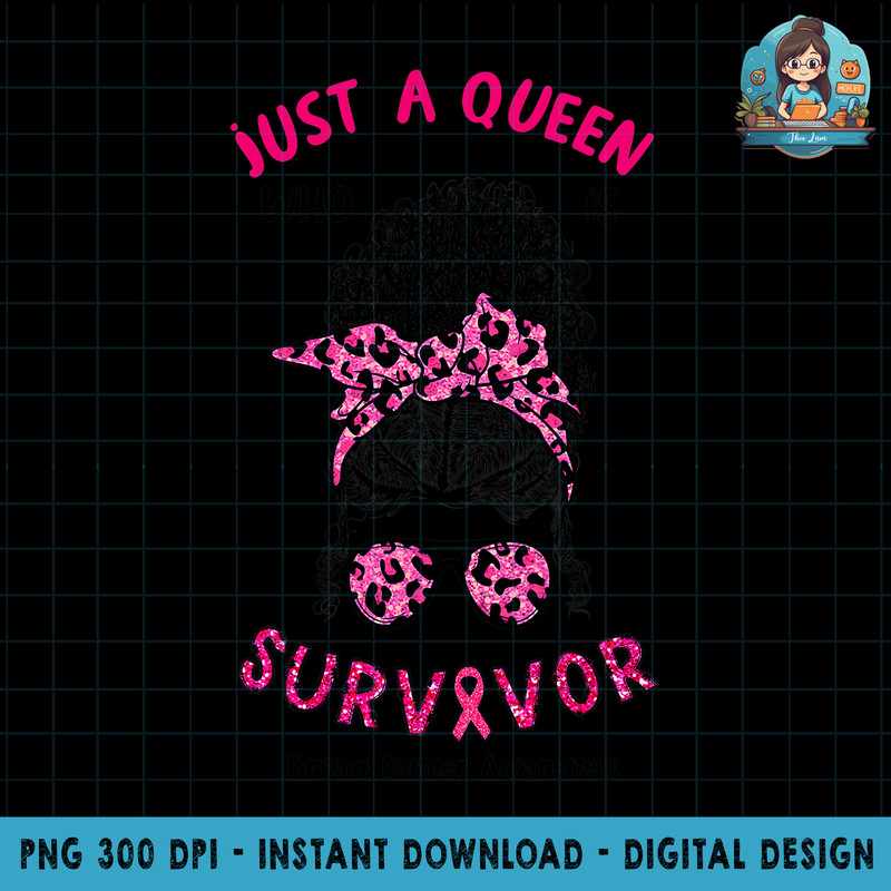 African American Queen Messy Bun Survivor Breast Cancer Afro PNG Download.jpg