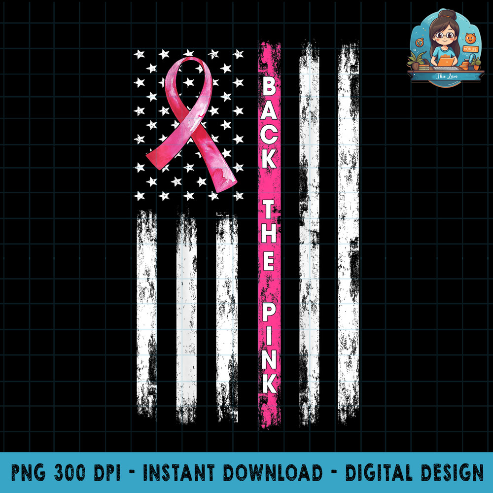 Back The Pink Ribbon American Flag Breast Cancer Awareness PNG Download.jpg