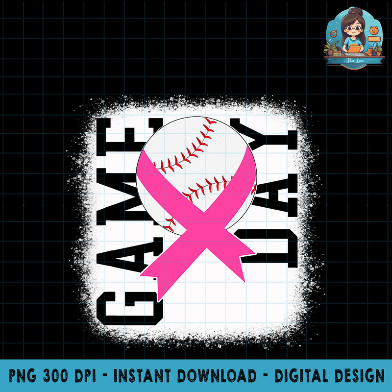 Bleached Game Day Breast Cancer Awareness Pink Baseball PNG Download.jpg