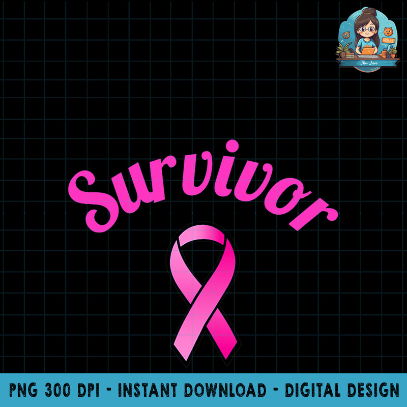 Breast Cancer Awareness Pink Ribbon Survivor Gift Design PNG Download.jpg