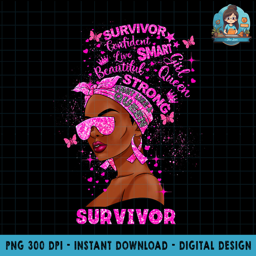 Breast Cancer Awareness Survivor Black Women Melanin Warrior PNG Download.jpg
