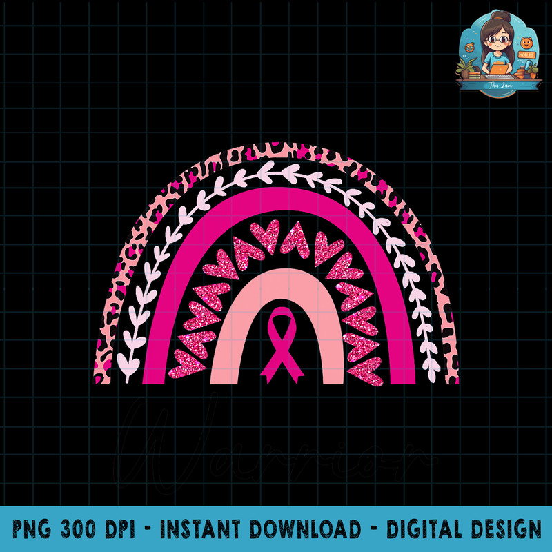 Breast Cancer Warrior Pink Breast Cancer Awareness Rainbow PNG Download.jpg