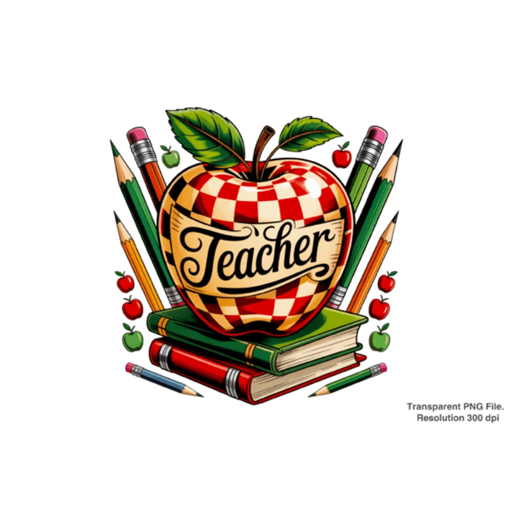 Retro Apple Teacher PNG Retro Teacher 0