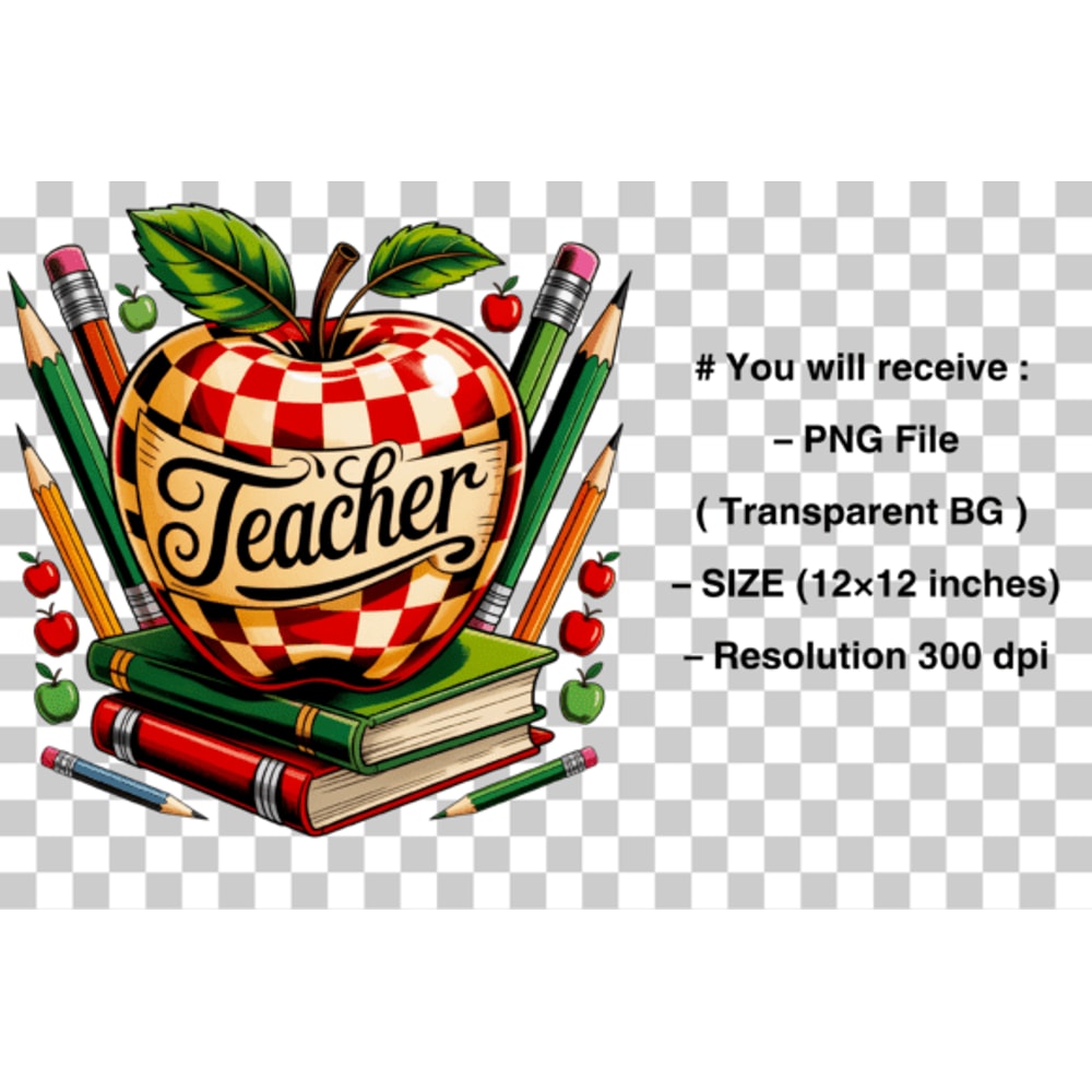 Retro Apple Teacher PNG Retro Teacher 1