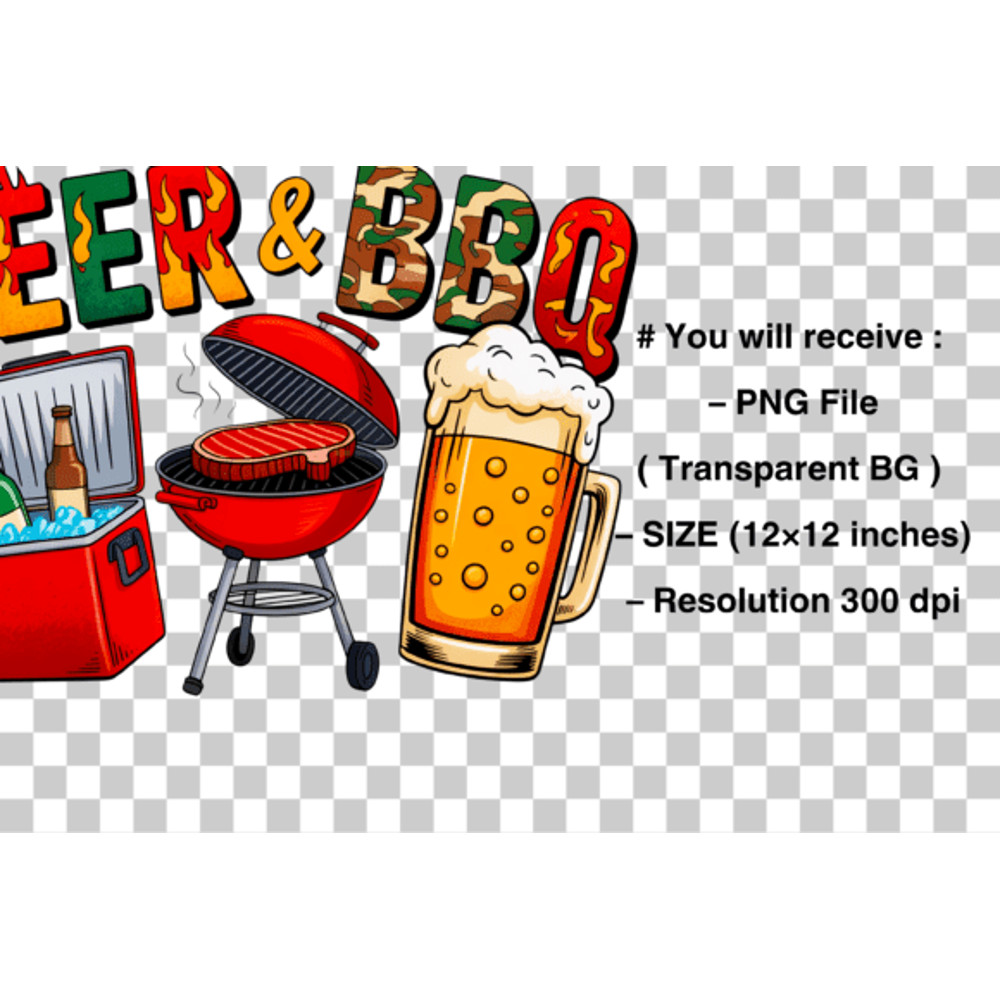 Beer And BBQ PNGBBQ Sublimation Design 1
