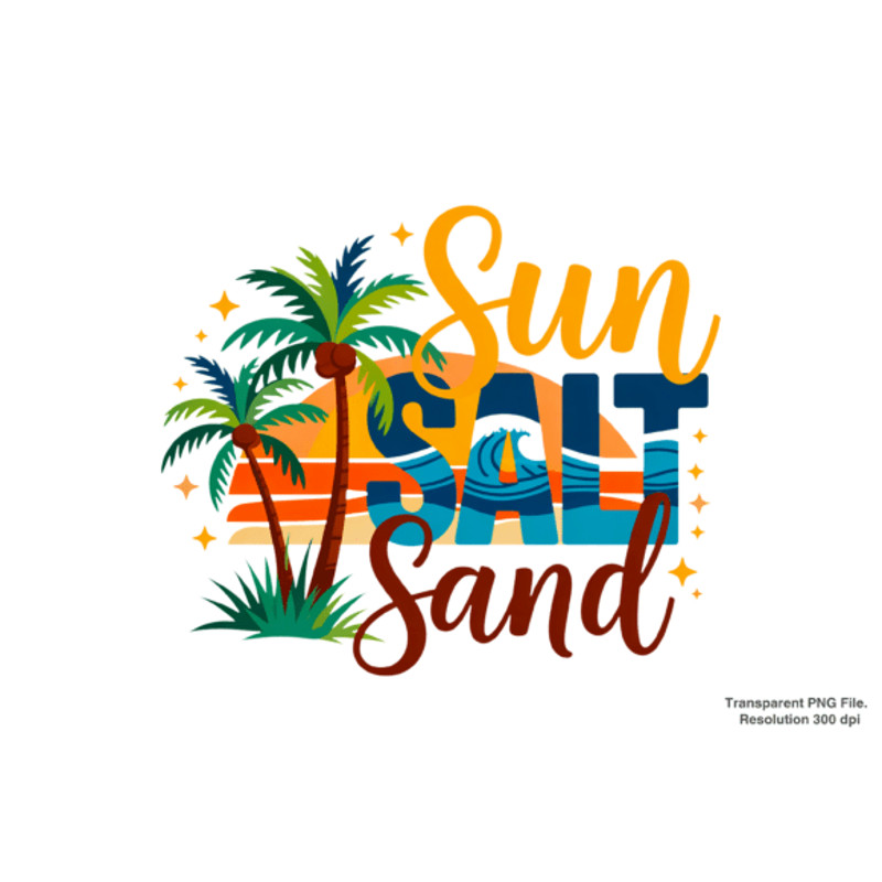 Sun Salt Sand Png Retro Summer PNG 0