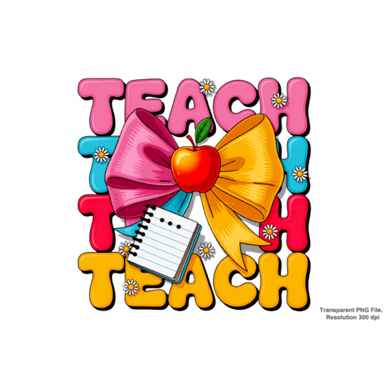 Preppy Teacher Pencil Coquette Bow PNG 0