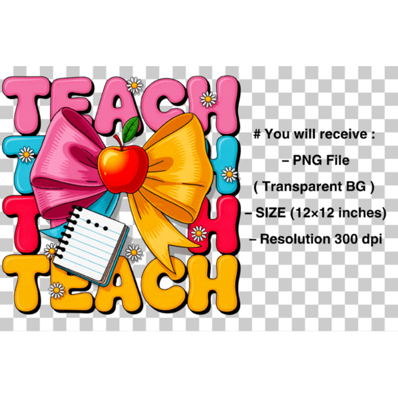 Preppy Teacher Pencil Coquette Bow PNG 1