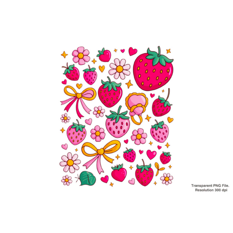 Coquette Preppy Strawberry Png 0
