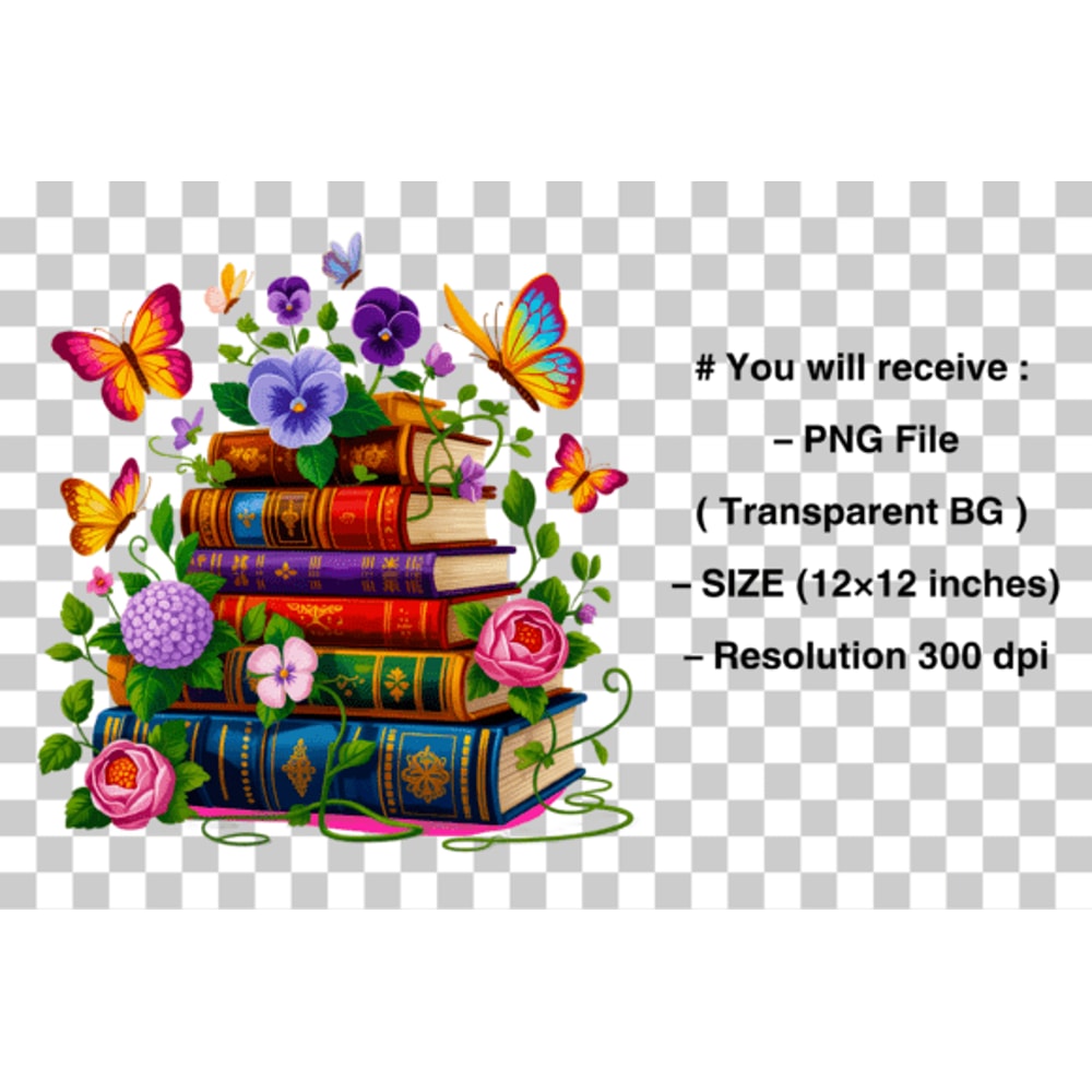 Floral Books PNG Floral Butterfly PNG 1
