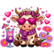 Highland Cow And Flowers PNG Sublimation 2