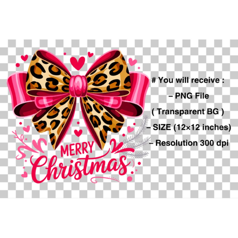 Coquette Pink Christmas Bow PNG 1