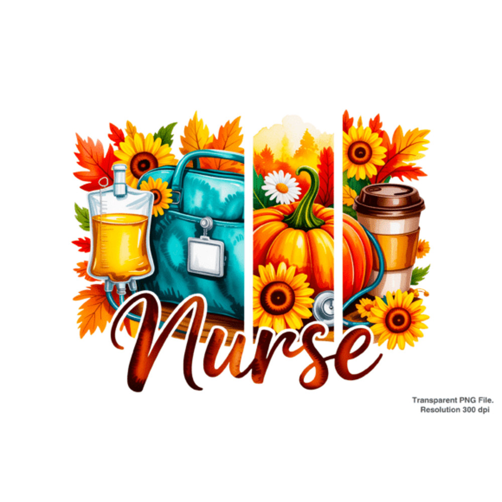 Trendy Fall Nurse Autumn Nursing PNG 0