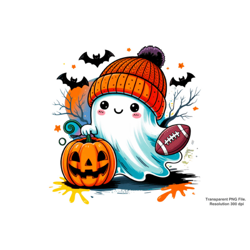 Cute Football Ghost Png Halloween PNG 0
