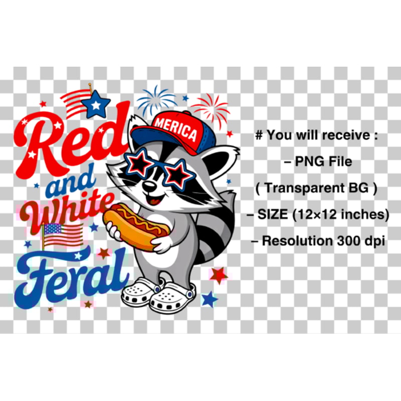Red White And Feral PNG Funny USA Shirt 1