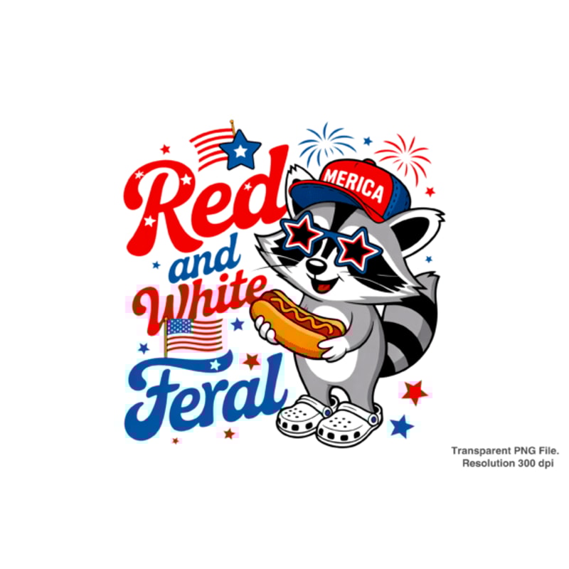 Red White And Feral PNG Funny USA Shirt 2