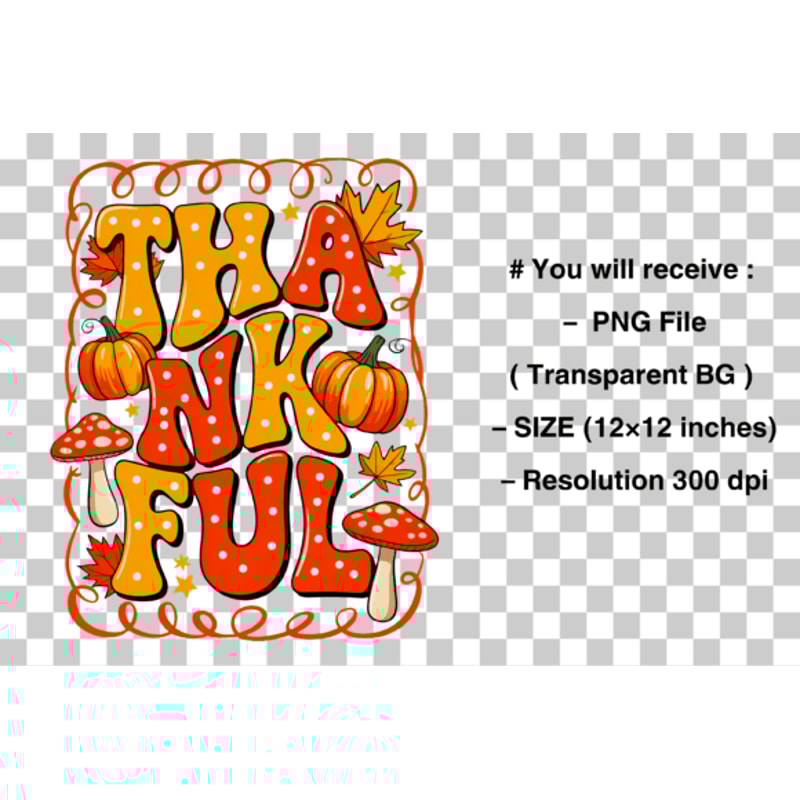 Preppy Fall Thankful Thanksgiving PNG 1