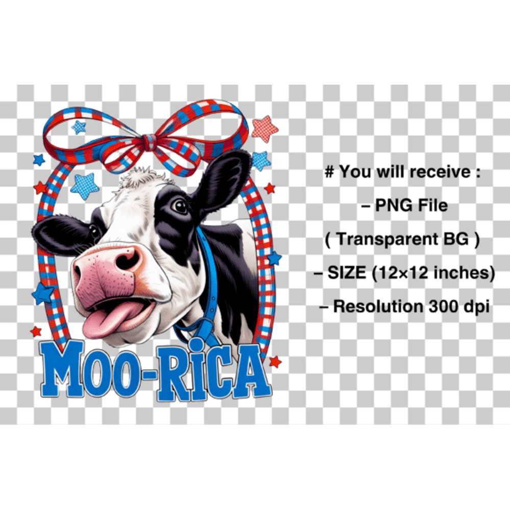 Moo Rica 4th Of July Highland Cow Png 1