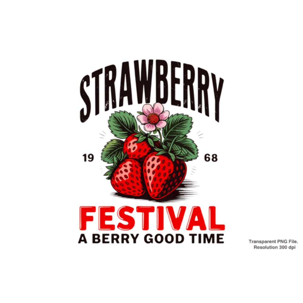 Retro Strawberry Sublimation PNG 0