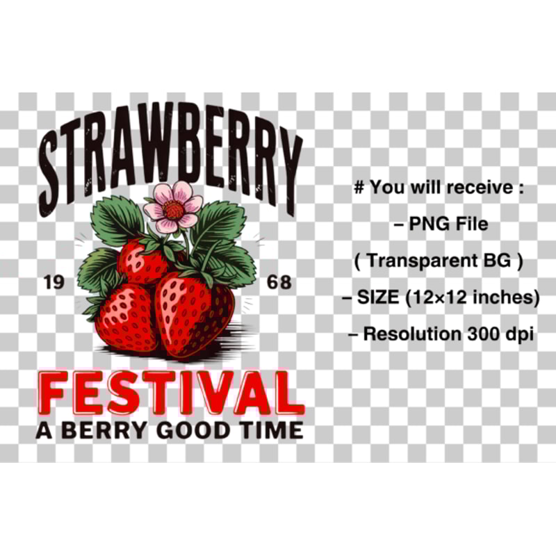 Retro Strawberry Sublimation PNG 1