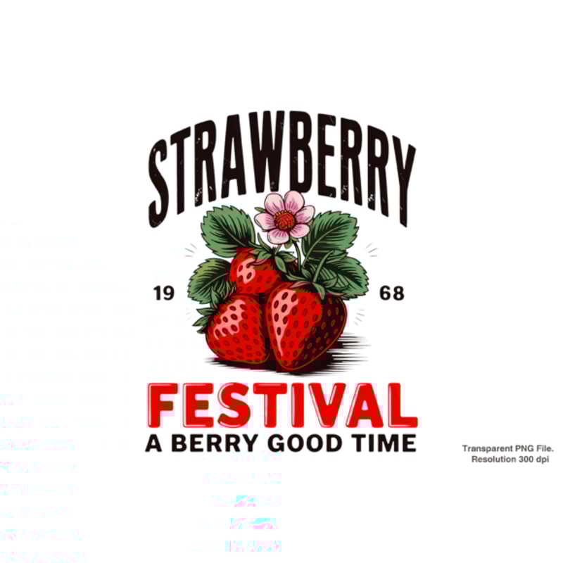 Retro Strawberry Sublimation PNG 2