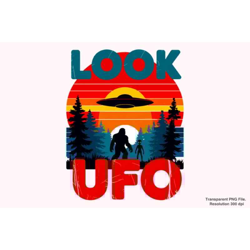 Funny Bigfoot Shirt Design UFO PNG 0