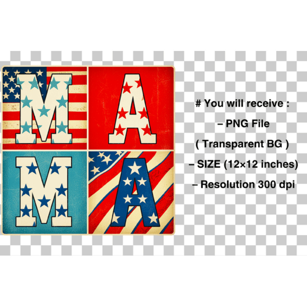 4th Of July PNG Vintage Mama PNG 1
