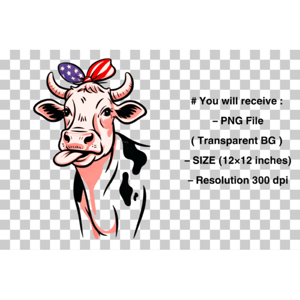 4th Of July Highland Cow PNG 1
