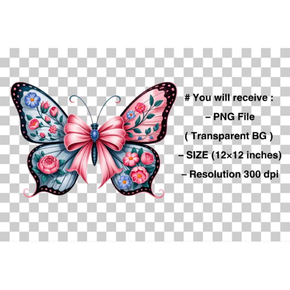 Floral Coquette Butterfly PNG 1