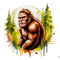 Retro Bigfoot Shirt Design PNG 0