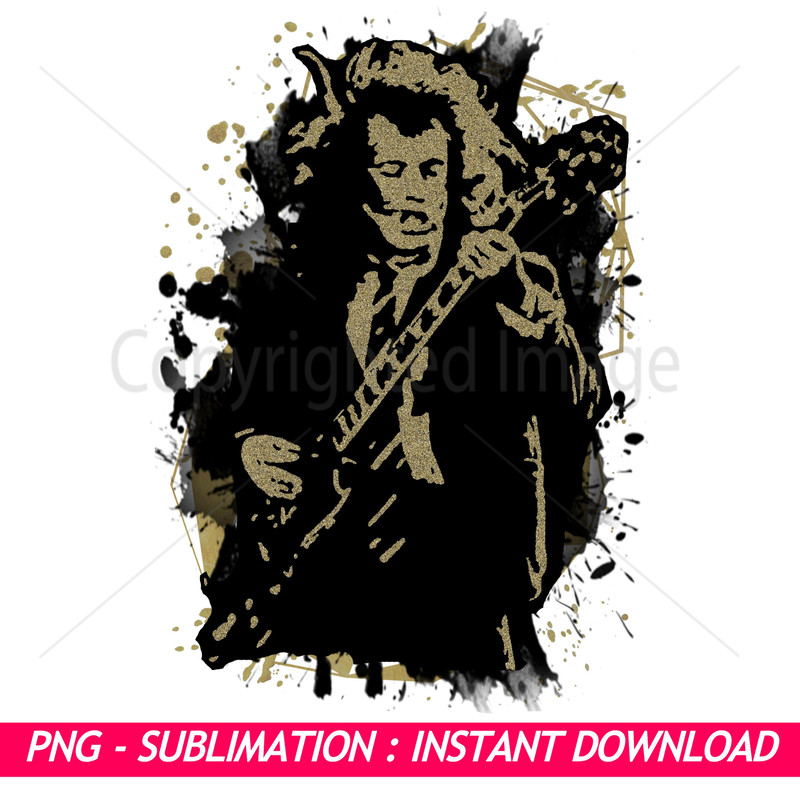 ACDC Angus Young Black And Gold Splash Ink Art PNG  Exclusive PNG Sublimation Download Perfect For  0