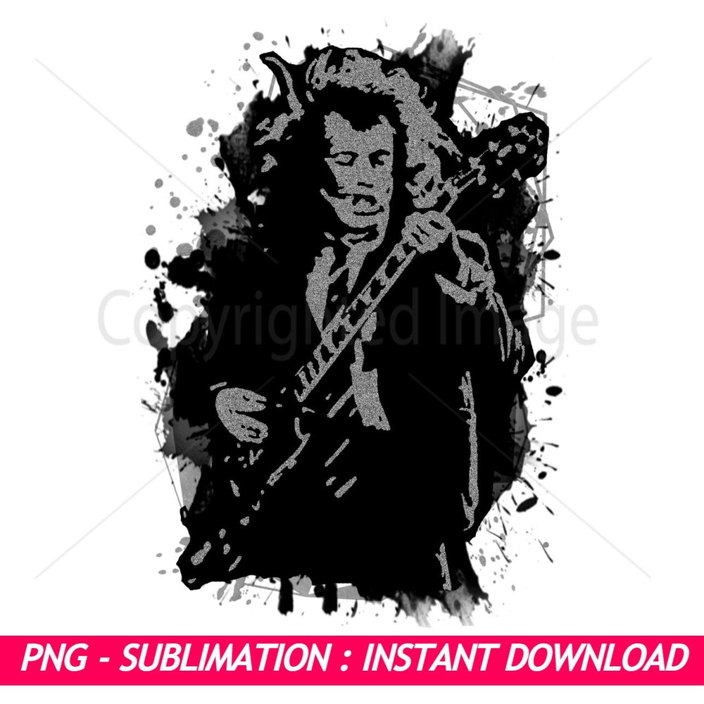 ACDC Angus Young Black And Silver Splash Ink Art PNG Exclusive PNG Sublimation Download 0