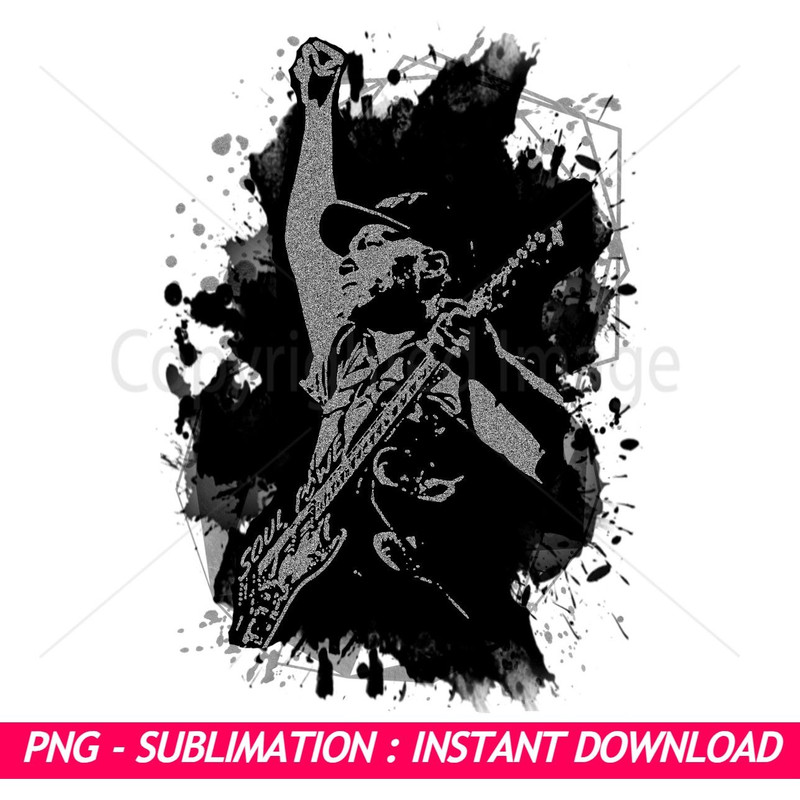 Tom Morello Audioslave Rage Against The Machine Black And Silver Splash Ink Art PNG Exclusive PNG 0
