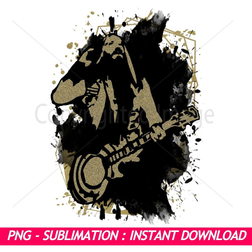 Black Label Society Zakk Wylde Black And Gold Splash Ink Art PNG Exclusive PNG Sublimation Downloa 0