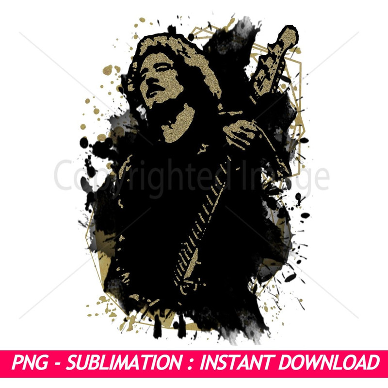 Black Sabbath Geezer Butler Black And Gold Splash Ink Art PNG  Exclusive PNG Sublimation Download 0