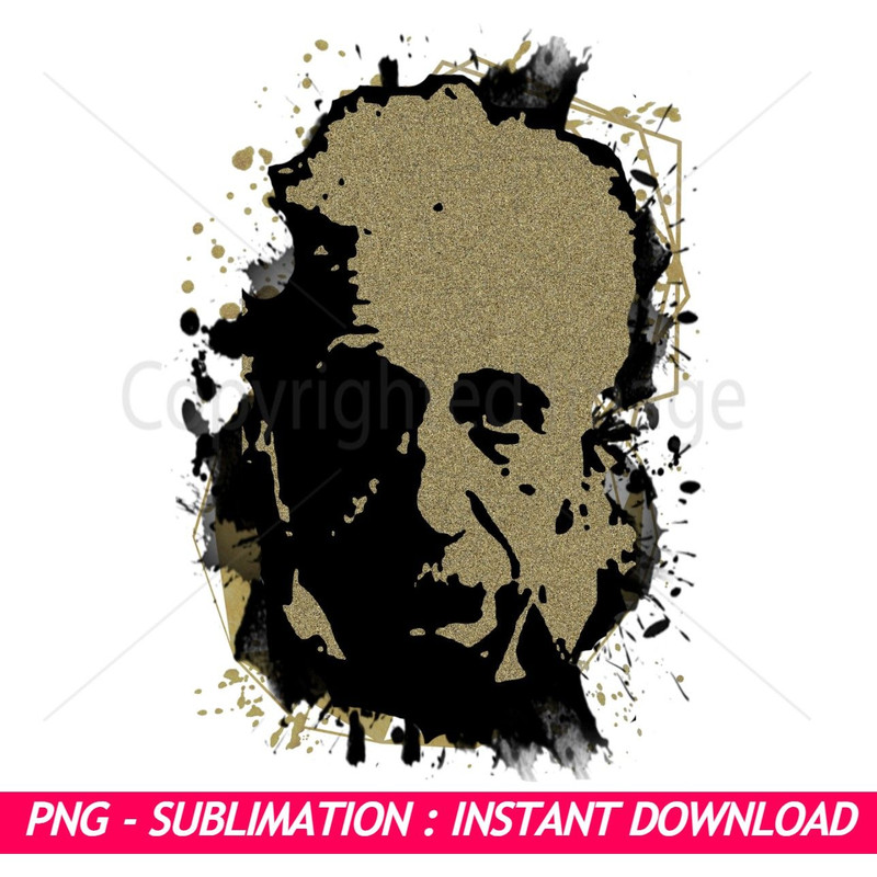 Albert Einstein Black And Gold Splash Ink Art PNG Exclusive PNG Sublimation Download Perfect For S 0