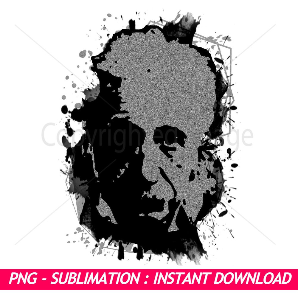 Albert Einstein Black And Silver Splash Ink Art PNG Exclusive PNG Sublimation DownloadPerfect For 0