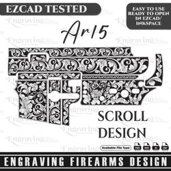 AR15 Scroll Design,lasercut,laserengraving,fiberlaser,engravingfiles,laserpattern,engravingdes