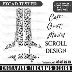 Colt Govt. Model Scroll Design Svg ,lasercut,laserengraving,fiberlaser,engravingfiles,laserpattern,engravingdes,colt