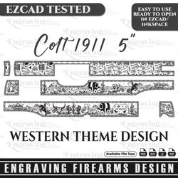 Colt1911 5inch Western theme design Svg ,lasercut,laserengraving,fiberlaser,engravingfiles,laserpattern