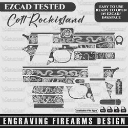 Colt1911 & Rockisland Scroll design Svg,lasercut,laserengraving,fiberlaser,engravingfiles,laserpattern Bundle