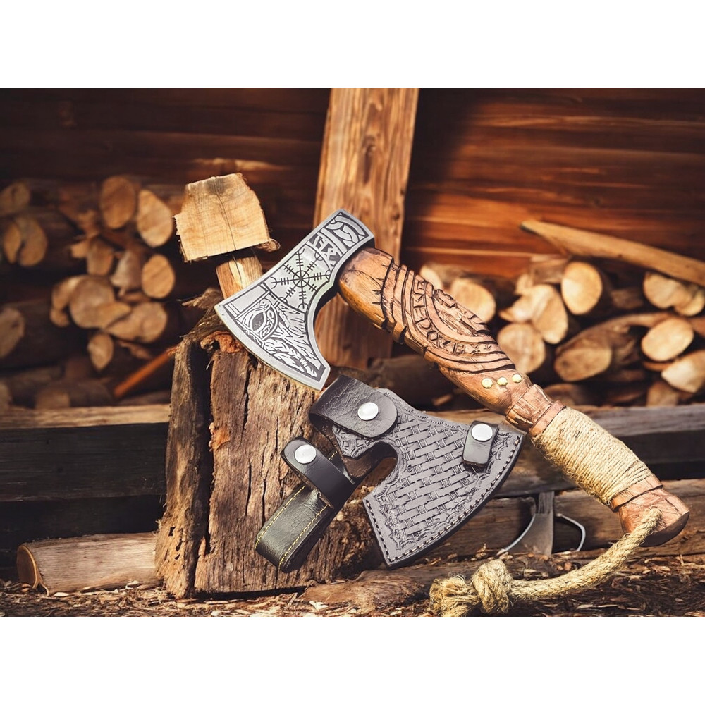 Beautiful Hand Forged Carbon Steel Viking Axe Tomahawk Axe Hatchet Ragnar Axe Personalized Gift For 5