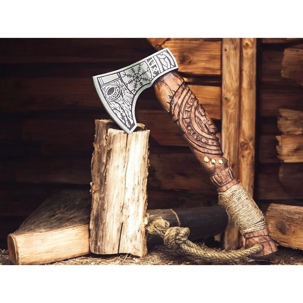 Beautiful Hand Forged Carbon Steel Viking Axe Tomahawk Axe Hatchet Ragnar Axe Personalized Gift For 2