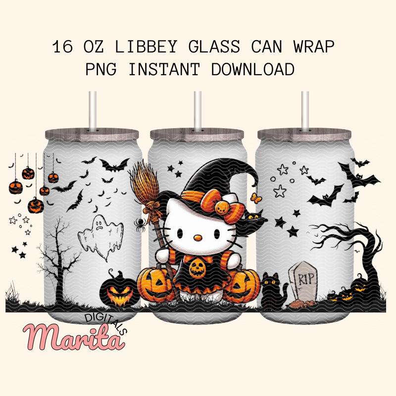 Kitty 16oz Libbey Glass Can Wrap Glass Can Wrap Kitty PNG Wrap Kitty PNG Libbey Glass Can Wraps Hal 0