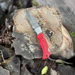 9" custom hand made damascus steel skinner knife rosewood handle w/sheath